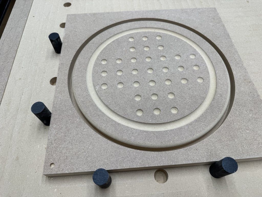 CNC-machined MDF prototype used to review fit and detail